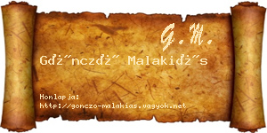 Göncző Malakiás névjegykártya
